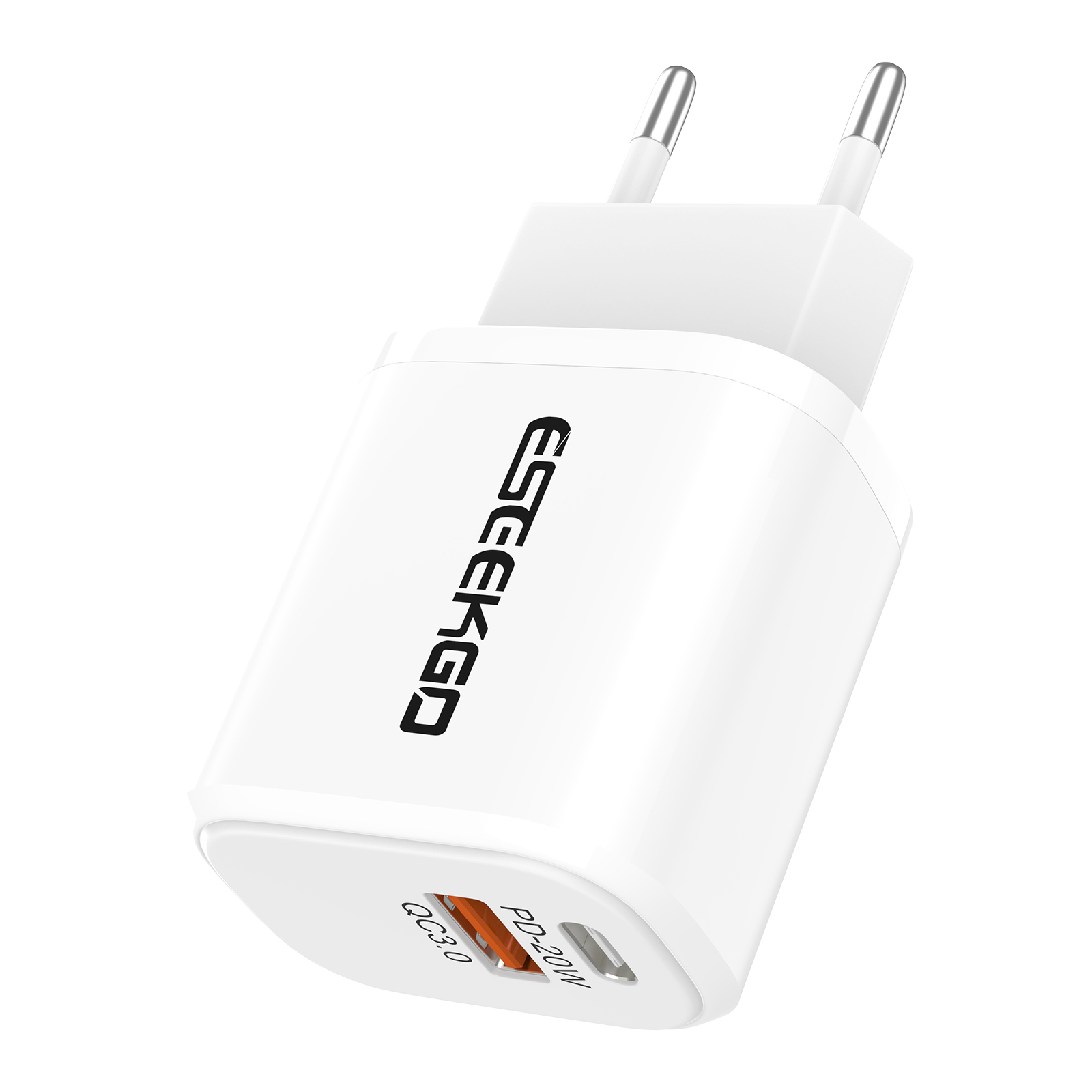 ESEEKGO ES-38EUL SET PD20W+QC3.0 Fast Wall Charger With 3.3FT USB C To 8PIN Cable（2 Ports / EU）