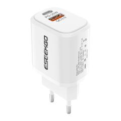 ESEEKGO ES-38EUL SET PD20W+QC3.0 Fast Wall Charger With 3.3FT USB C To 8PIN Cable（2 Ports / EU）