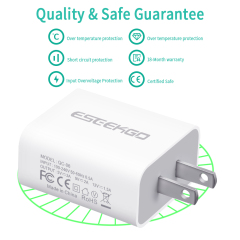 ESEEKGO QC-06 SET QC3.0 18W USB Travel Adapter With 3.3FT Micro / 8 pin / Type-C Charging Cable（18W / US）
