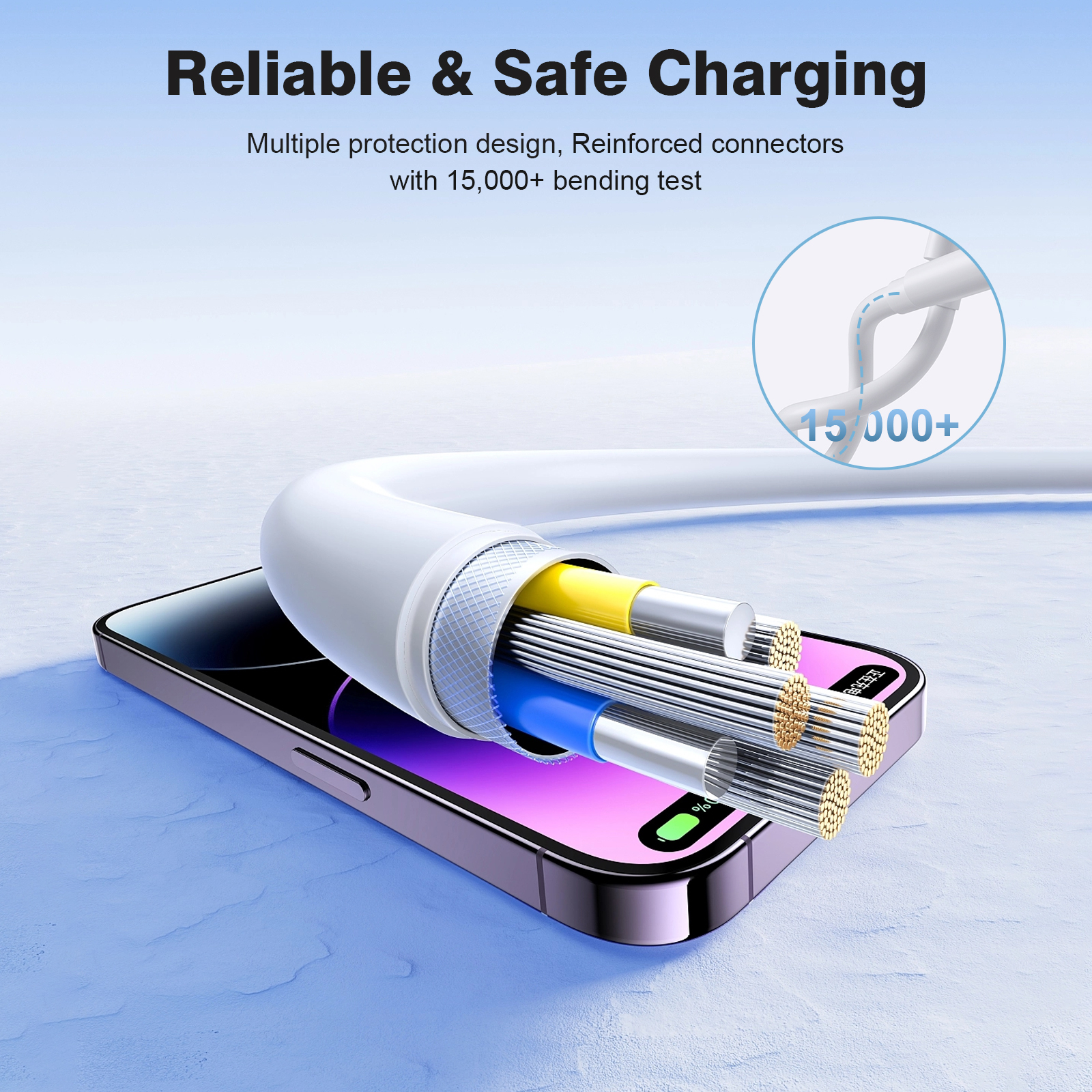 ESEEKGO ES-38EUC SET PD20W+QC3.0 Fast Wall Charger With 3.3FT USB C To USB-C Cable（2 Ports / EU）