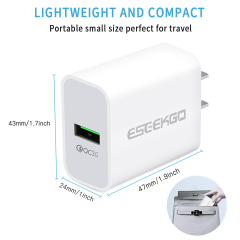 ESEEKGO QC-06 SET QC3.0 18W USB Travel Adapter With 3.3FT Micro / 8 pin / Type-C Charging Cable（18W / US）