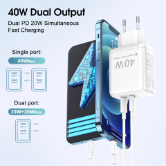 ESEEKGO C-40EU 40W Dual PD20W Travel Adapter（2 Ports / EU）