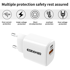 ESEEKGO ES38-EW PD20W+QC3.0 Fast Wall Charger（2 Ports / EU）