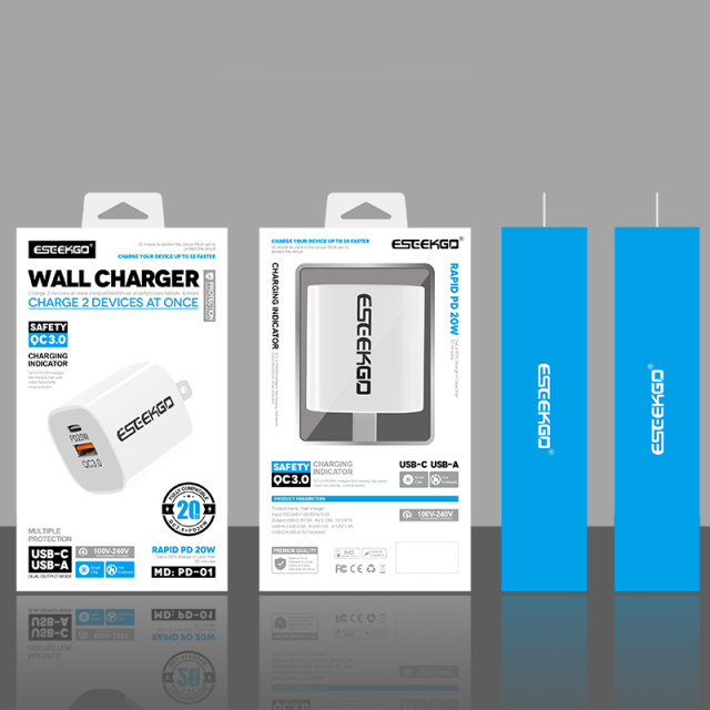 ESEEKGO ES38-UW PD20W+QC3.0 Fast Wall Charger（2 Ports / US）