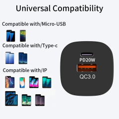ESEEKGO ES38-UB PD20W+QC3.0 Fast Wall Charger（2 Ports / US）