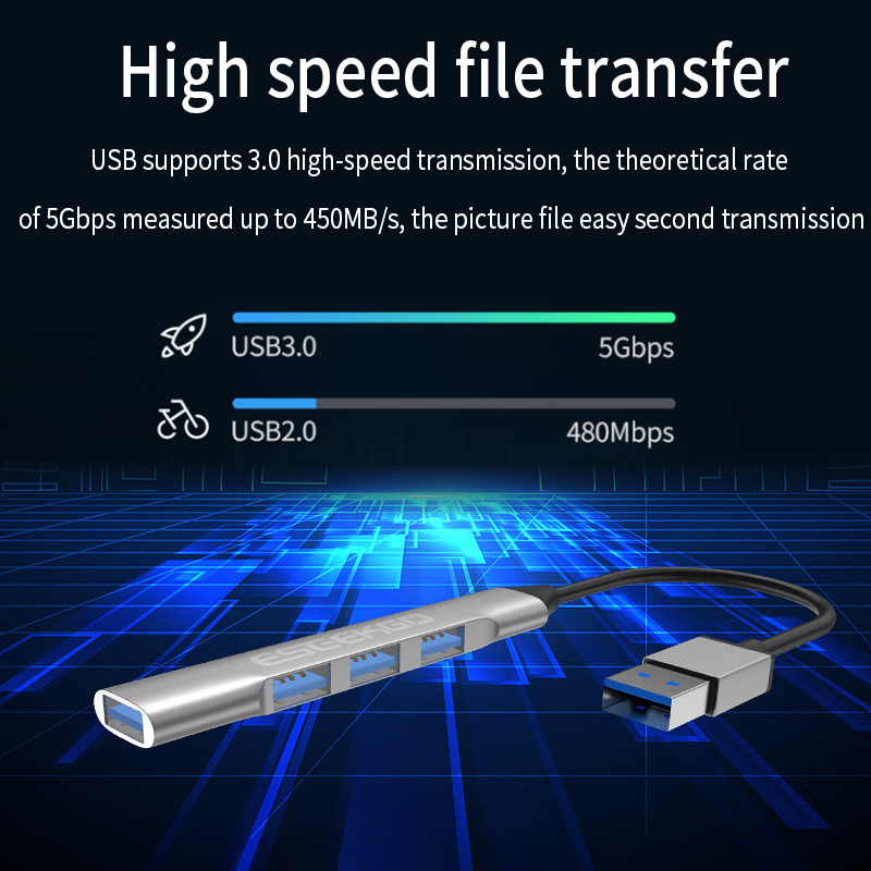 ESEEKGO HB-01 USB3.0 to 4 Ports 4-IN-1 HUB