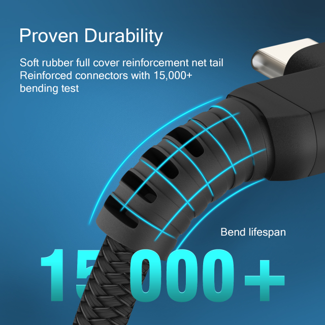 ESEEKGO E-18 Type-C Curved Male to Type-C Straight Female 60W Extension Data Cable（3.3FT / 6.6FT / 10FT）
