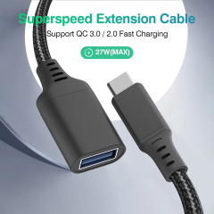 ESEEKGO E-17 TYPE-C Male To USB 3.1 Female 27W 10Gbps Extension Data Cable（3.3FT / 10FT / 16.5FT）