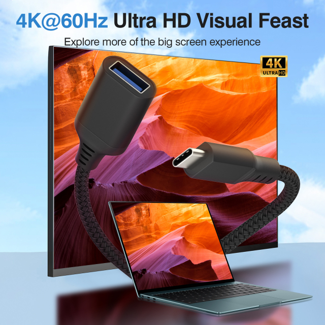 ESEEKGO E-17 TYPE-C Male To USB 3.1 Female 27W 10Gbps Extension Data Cable（3.3FT / 10FT / 16.5FT）
