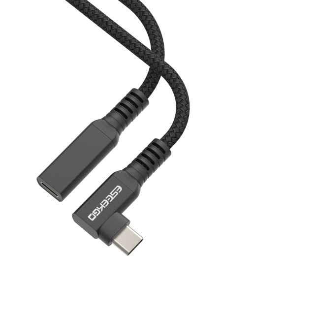ESEEKGO E-18 Type-C Curved Male to Type-C Straight Female 60W Extension Data Cable（3.3FT / 6.6FT / 10FT）