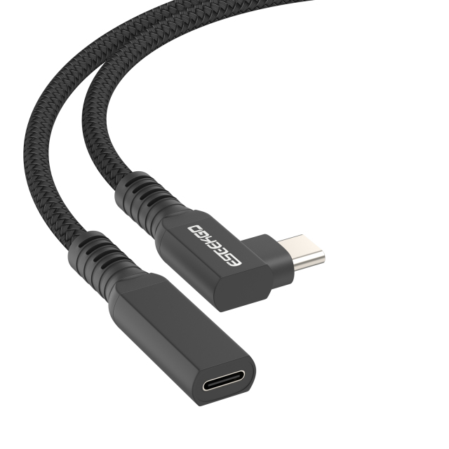 ESEEKGO E-18 Type-C Curved Male to Type-C Straight Female 60W Extension Data Cable（3.3FT / 6.6FT / 10FT）