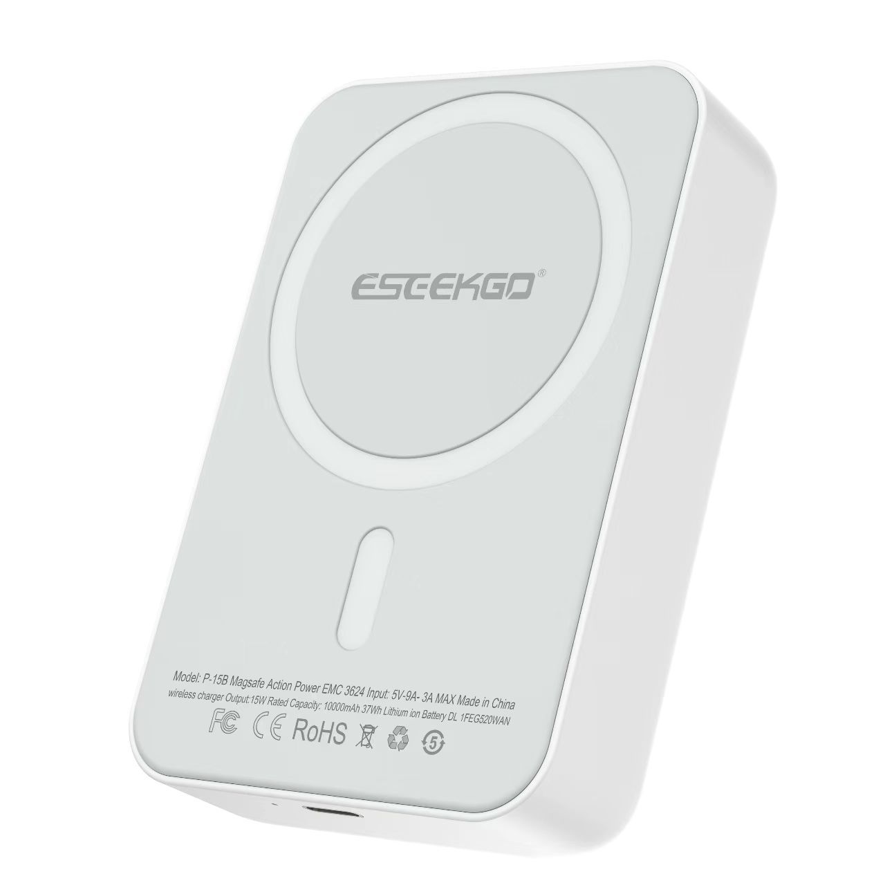 ESEEKGO P-15B 10000mAh 15W Magnetic Wireless Power Bank & 1.3FT USB-C To C Charging Cable