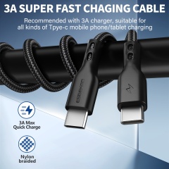ESEEKGO G-34B Nylon Braided 3.0A 4FT Type-C to Type-C Data Cable