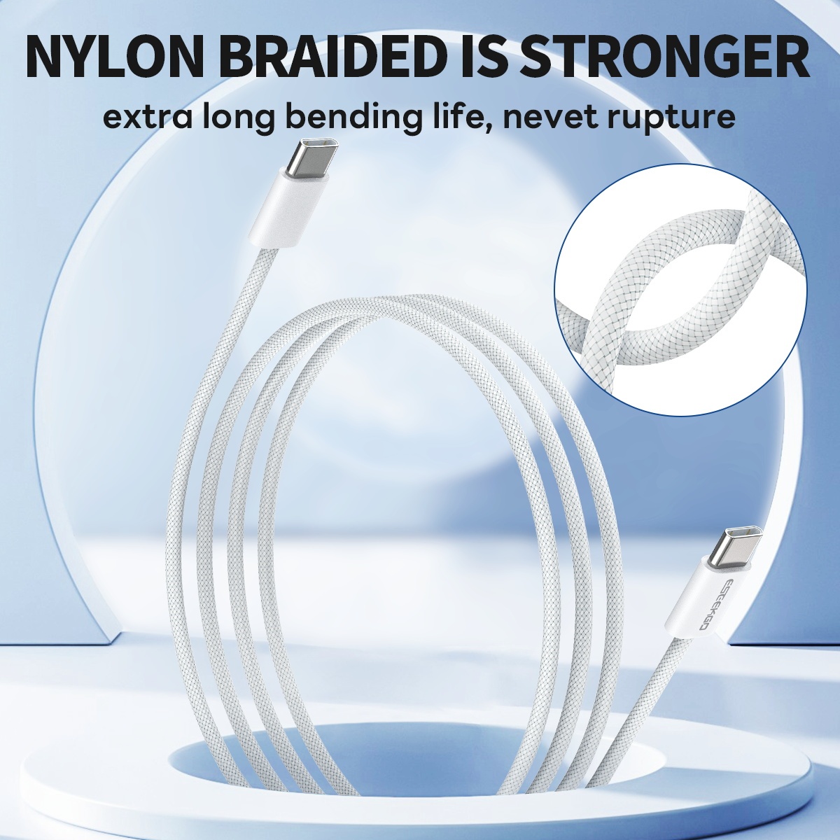 ESEEKGO G-113C Nylon Braided 100W 5.0A 4FT Type-C to Type-C Data Cable