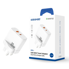 ESEEKGO TK-65C GaN 65W Wall Charger (UK Standard With Two Ports)