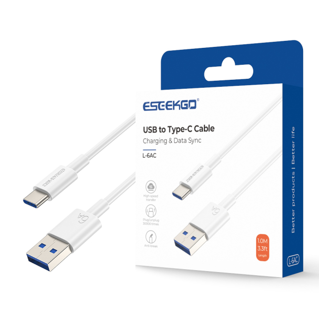 ESEEKGO L-6AC 6A 3.3FT USB To Type-C TPE Soft Data Cable