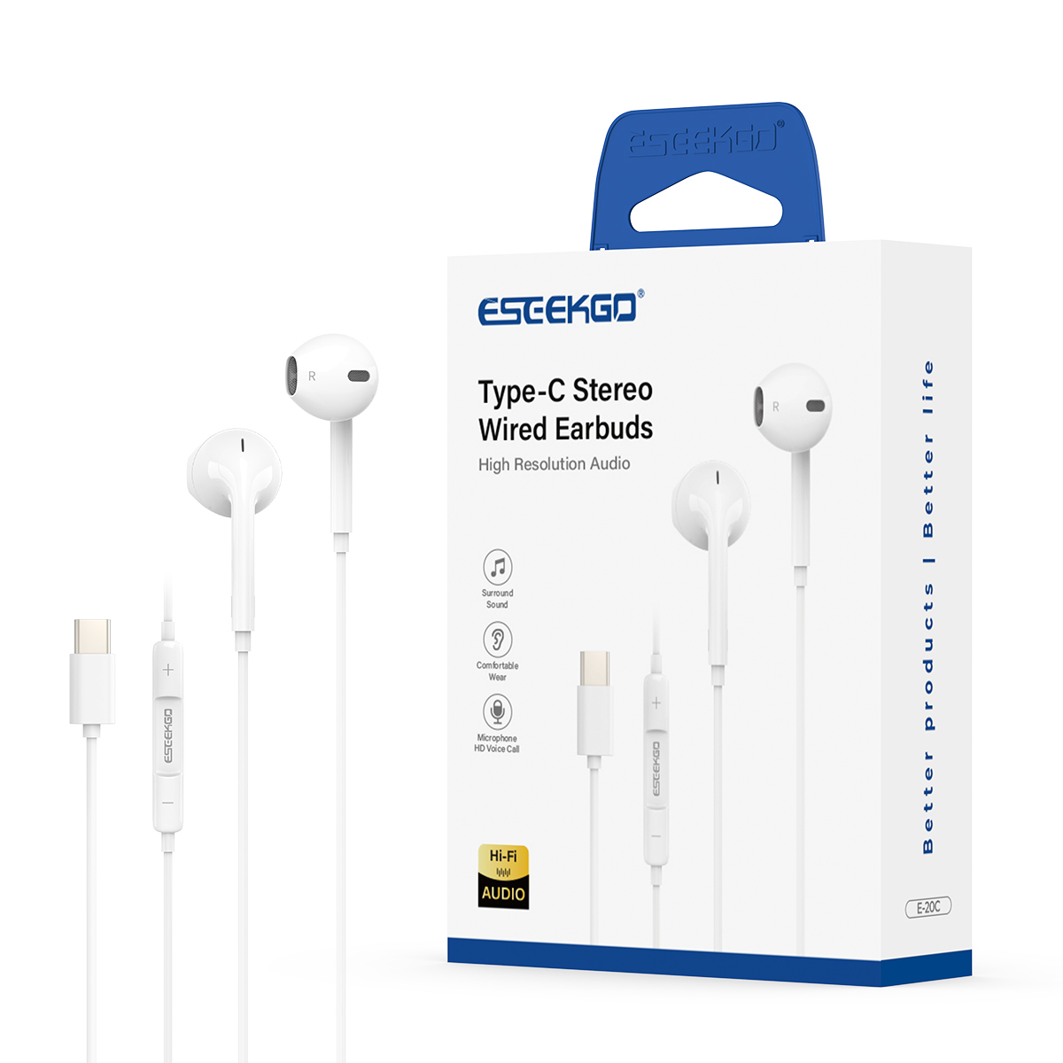 ESEEKGO E-20C Type-C Hi-Fi Music Wired Earphone