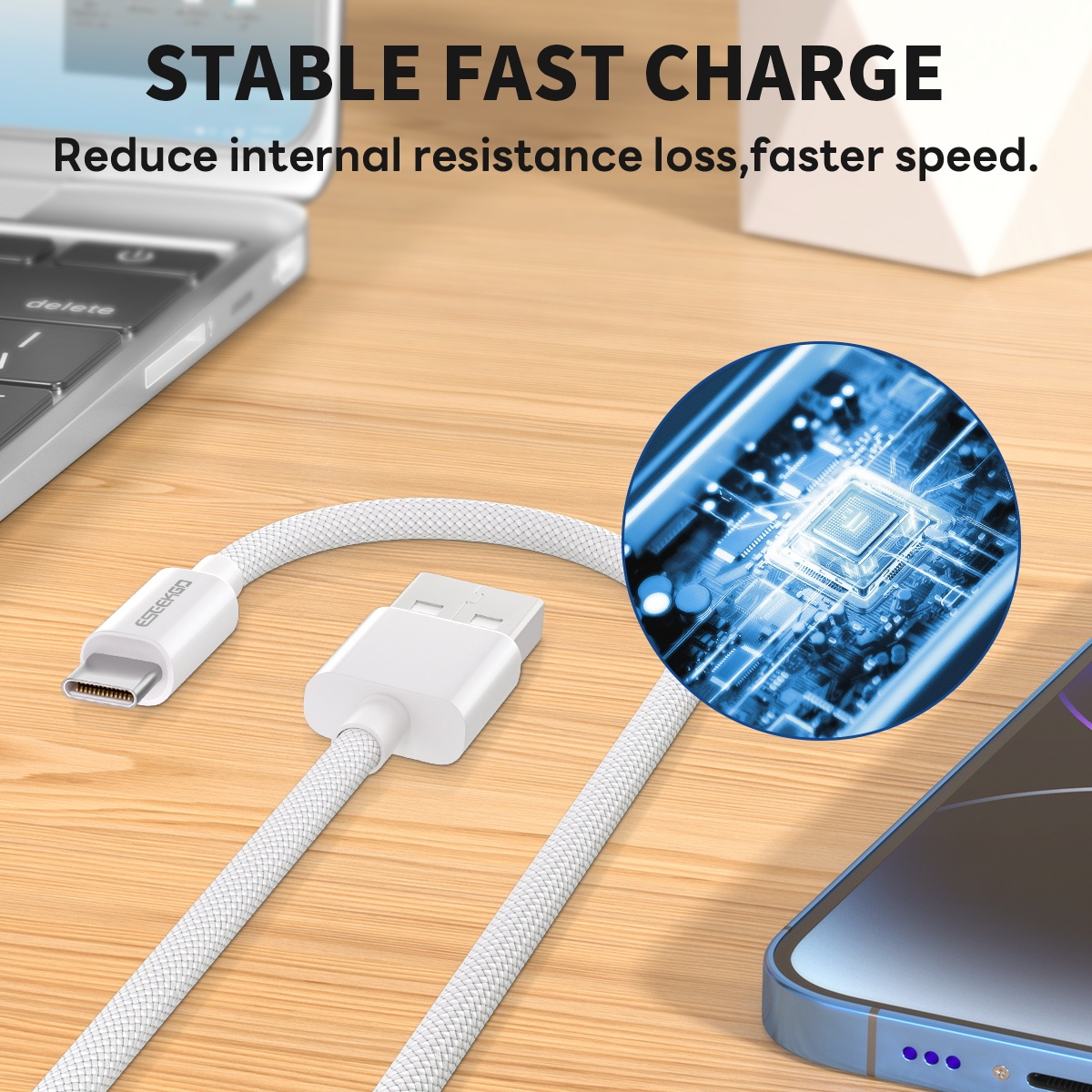 ESEEKGO G-102C Nylon Braided 2.0A 4FT USB to Type-C Data Cable