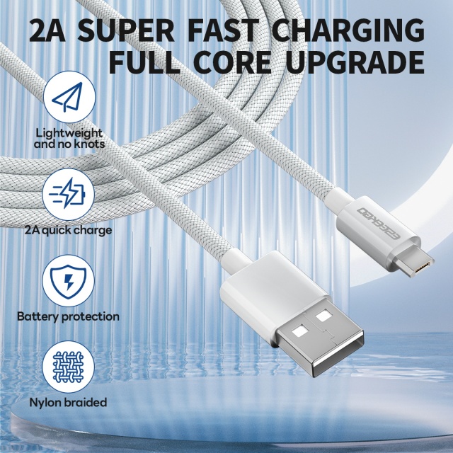 ESEEKGO G-101C Nylon Braided 2.0A 4FT USB to Micro Data Cable