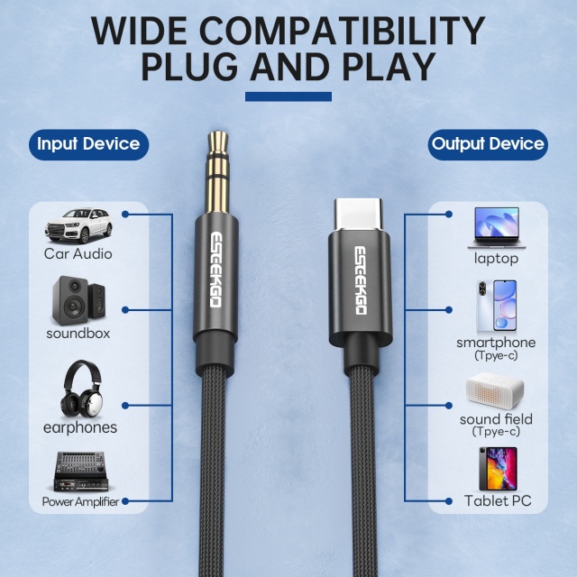 ESEEKGO AX-01 Nylon Braided 4FT Type-C To 3.5mm Audio Cable