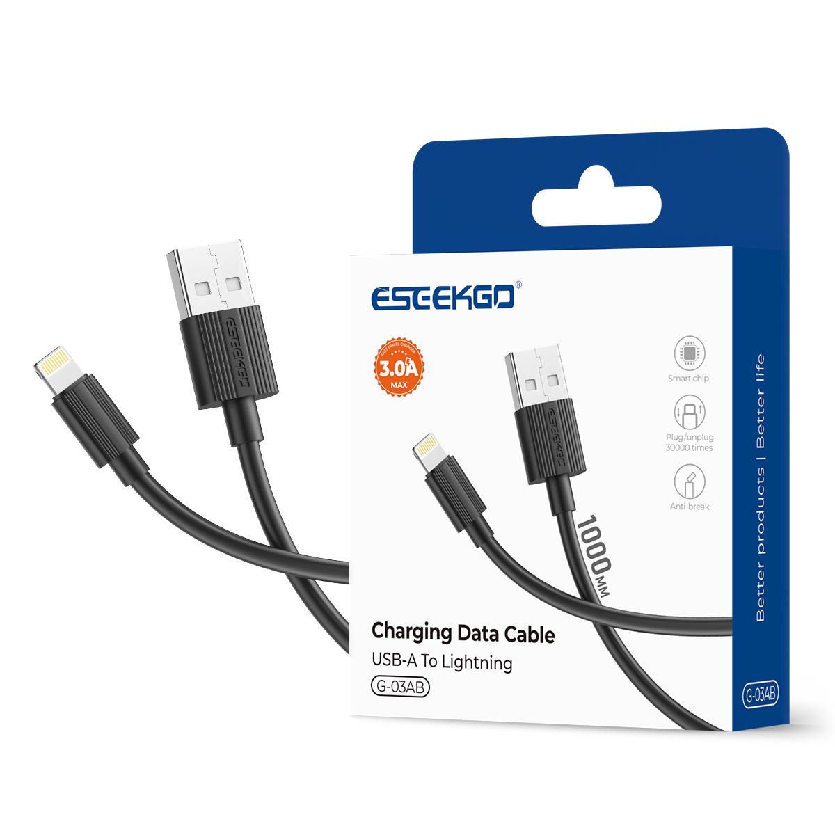 ESEEKGO G-03AB 3.0A 3.3FT USB To 8 PIN Charging Data Cable