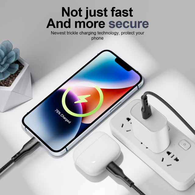 ESEEKGO G-3CL Nylon Braided 3.0A 3M（10FT） Type-C To 8 PIN Data Cable