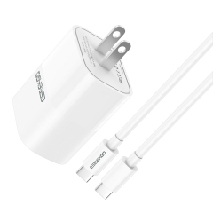 ESEEKGO T-22UC Fireproof PC Travel Adapter With 3.3FT Type-C To Type-C Fast Charging Cable（20W / US）