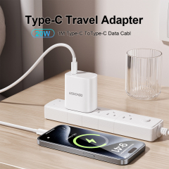 ESEEKGO T-22UC Fireproof PC Travel Adapter With 3.3FT Type-C To Type-C Fast Charging Cable（20W / US）