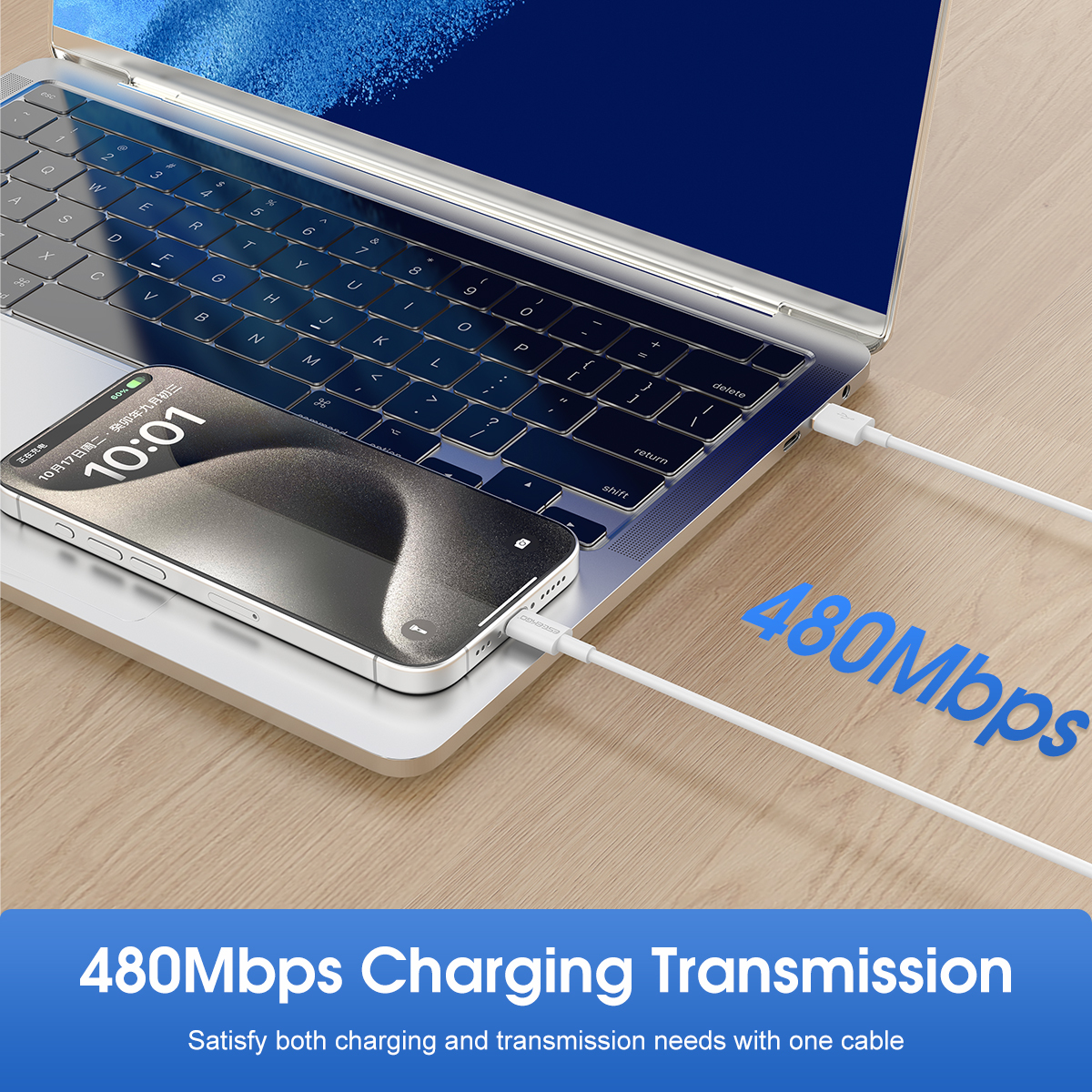 ESEEKGO L-6AC 6A 3.3FT USB To Type-C TPE Soft Data Cable
