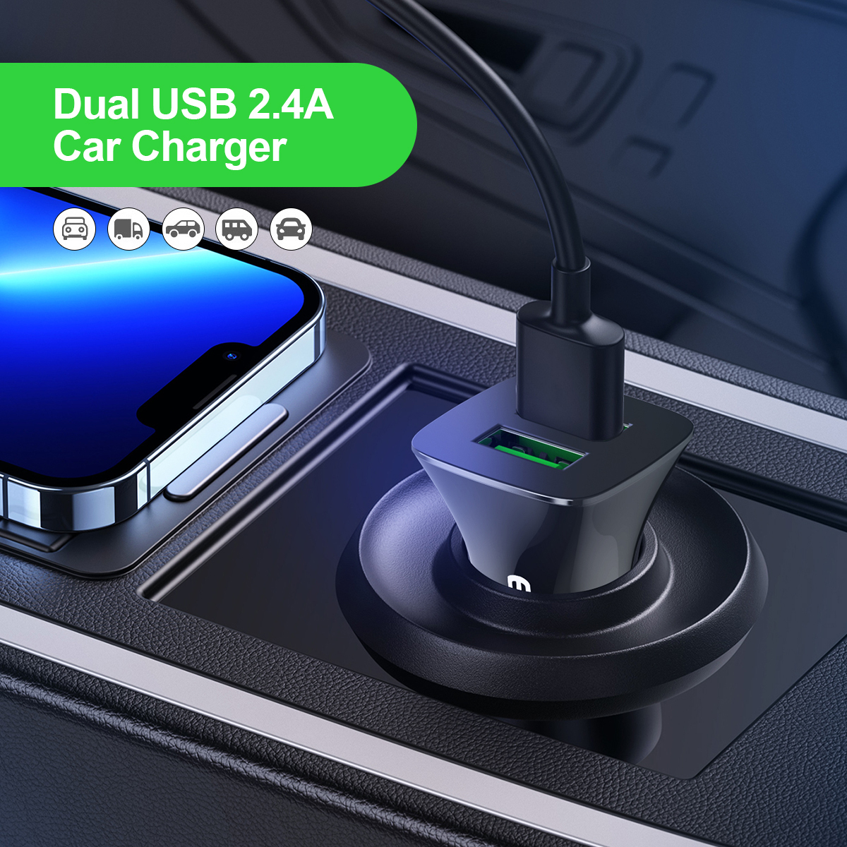 ESEEKGO C-01AB  Dual USB-A Output Mini Car Charger