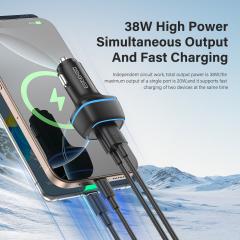 ESEEKGO C-15BK 38W LED QC3.0+PD20W Car Charger