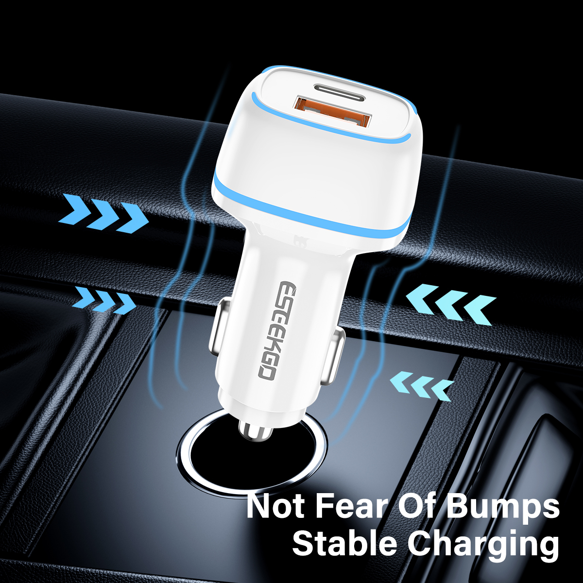 ESEEKGO C-15BT 38W LED QC3.0+PD20W Car Charger
