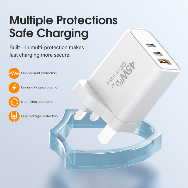 ESEEKGO ES-40UK PD45W Wall Charger (Three Ports)