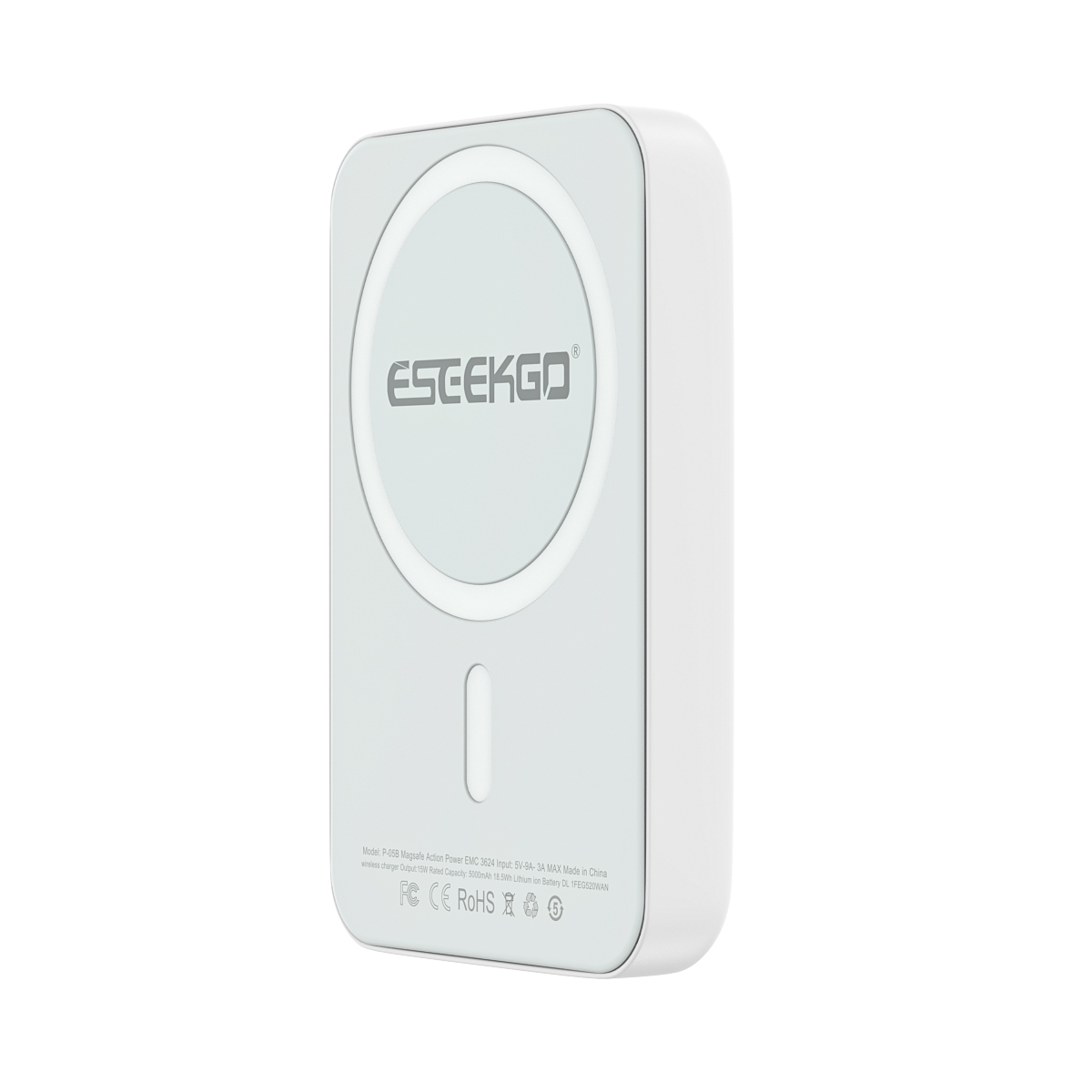 ESEEKGO P-05B 5000mAh 15W Magnetic Wireless Power Bank & 1.3FT USB-C To C Charging Cable