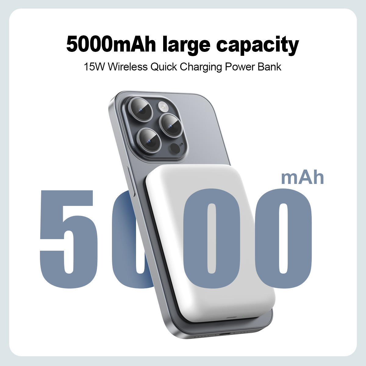 ESEEKGO P-05B 5000mAh 15W Magnetic Wireless Power Bank & 1.3FT USB-C To C Charging Cable
