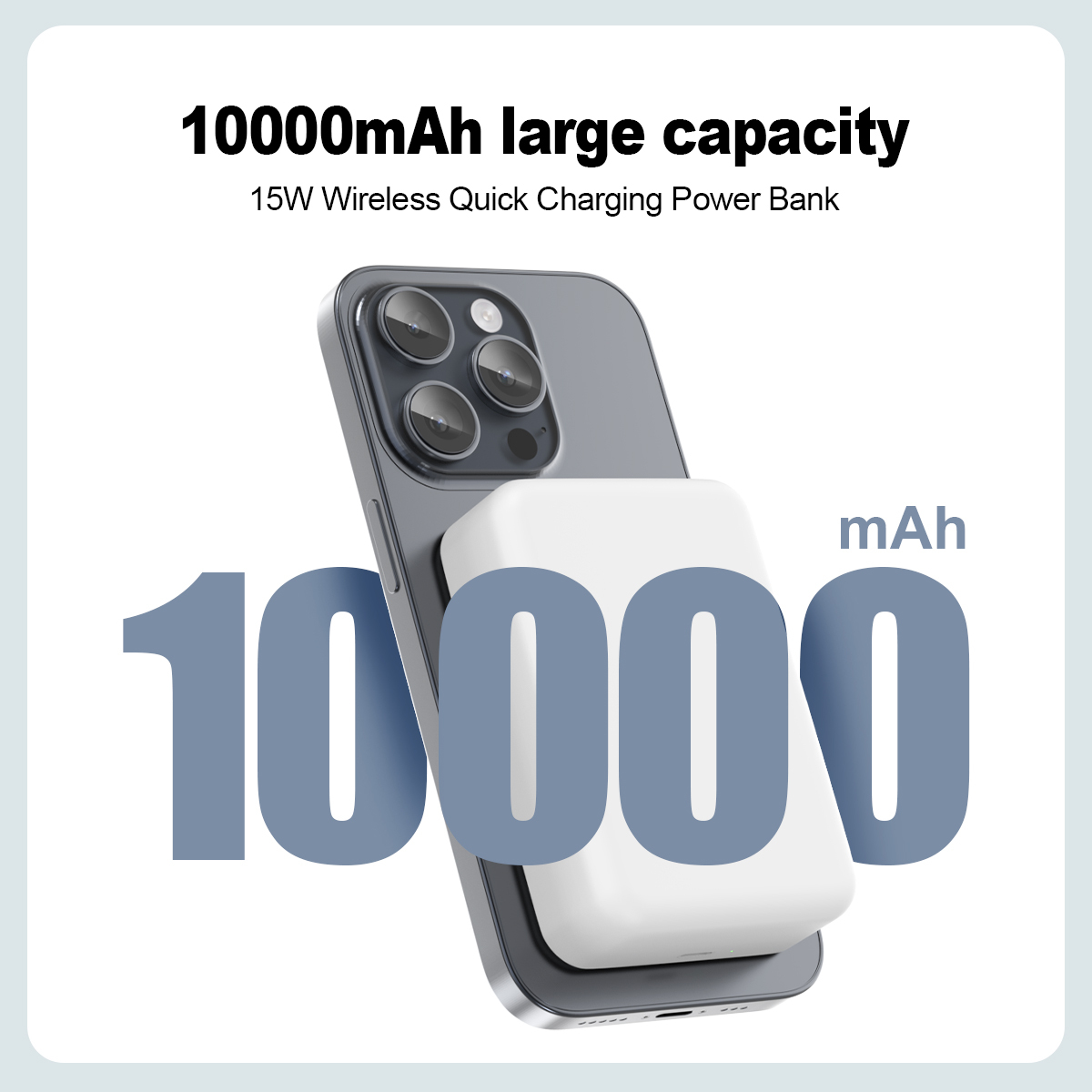 ESEEKGO P-15B 10000mAh 15W Magnetic Wireless Power Bank & 1.3FT USB-C To C Charging Cable