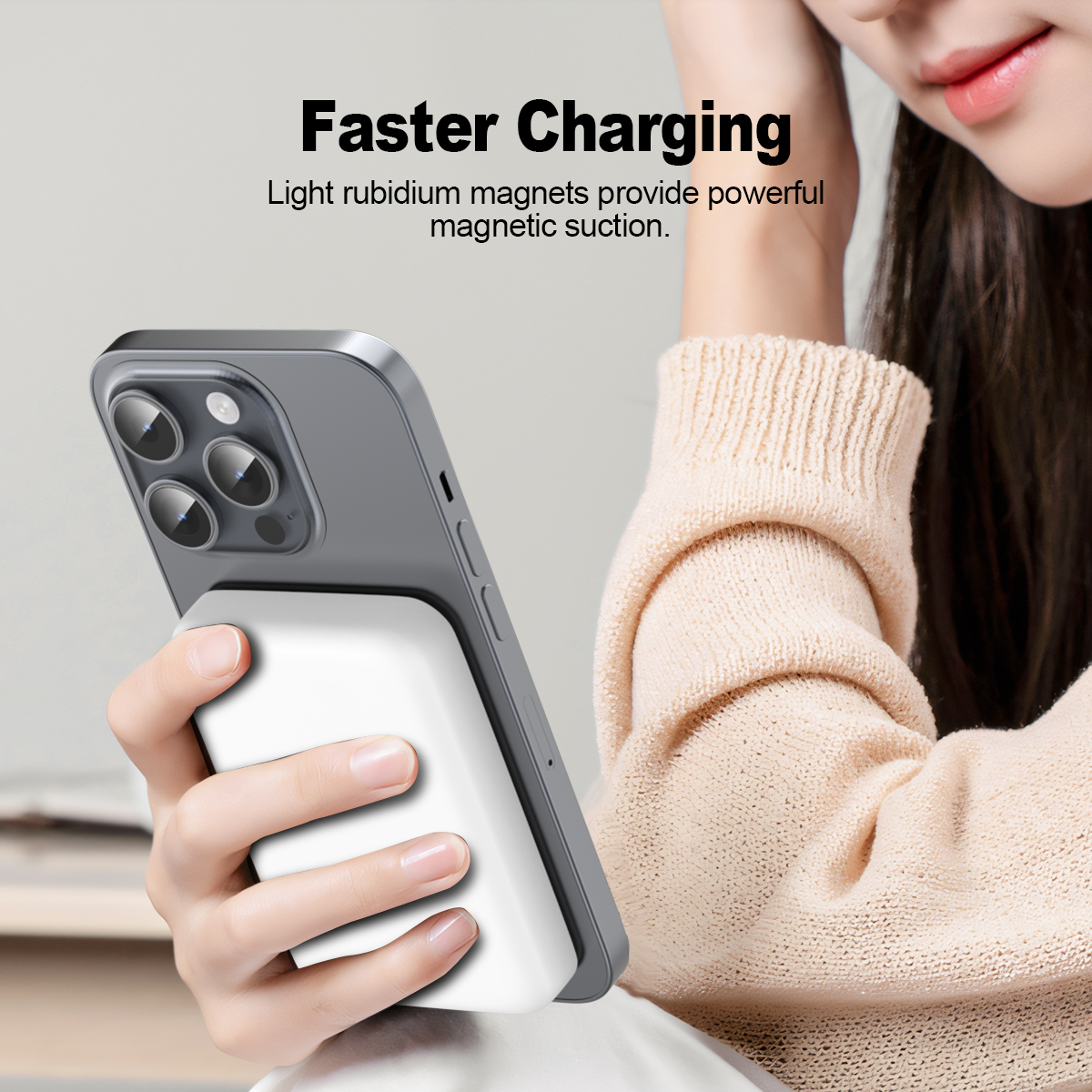 ESEEKGO P-05B 5000mAh 15W Magnetic Wireless Power Bank & 1.3FT USB-C To C Charging Cable