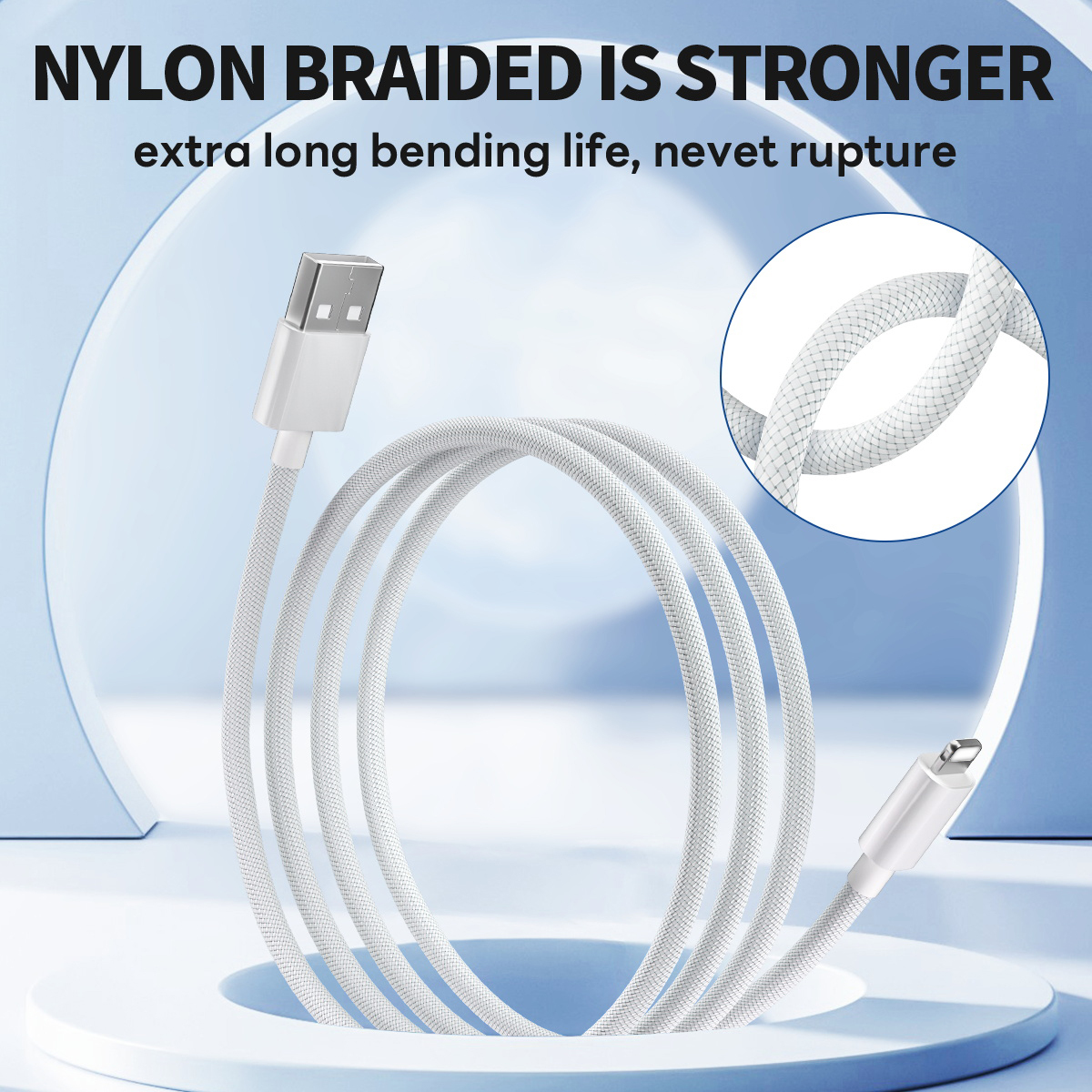 ESEEKGO G-103C Nylon Braided 2.0A 4FT USB to 8 PIN Data Cable