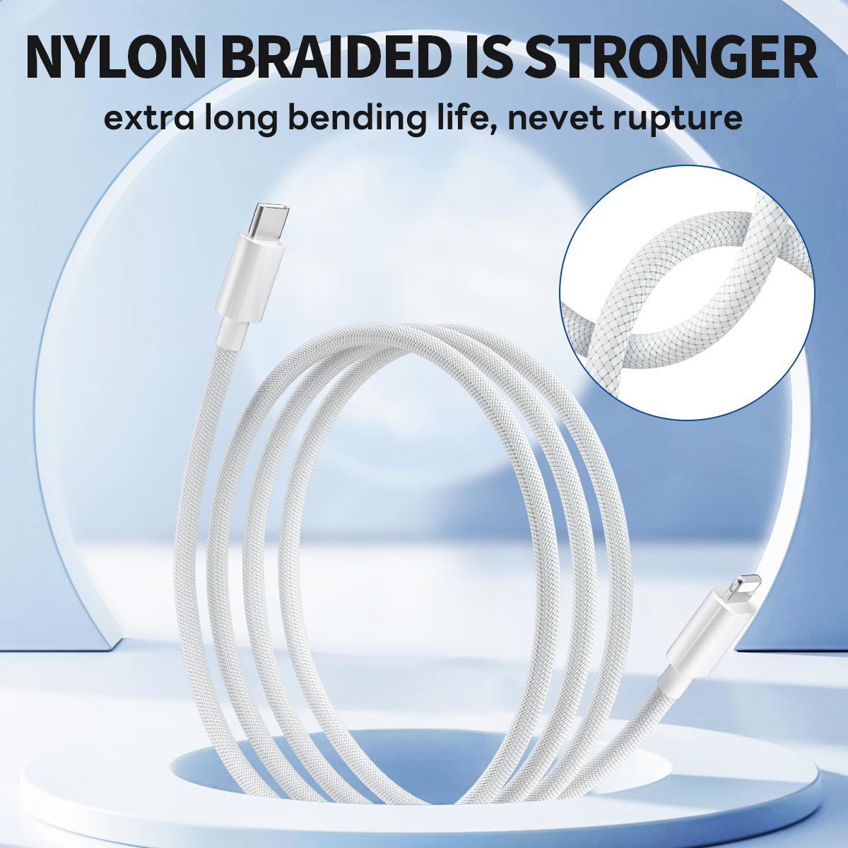 ESEEKGO G-112C Nylon Braided 27W 3.0A 4FT Type-C to 8 PIN Data Cable