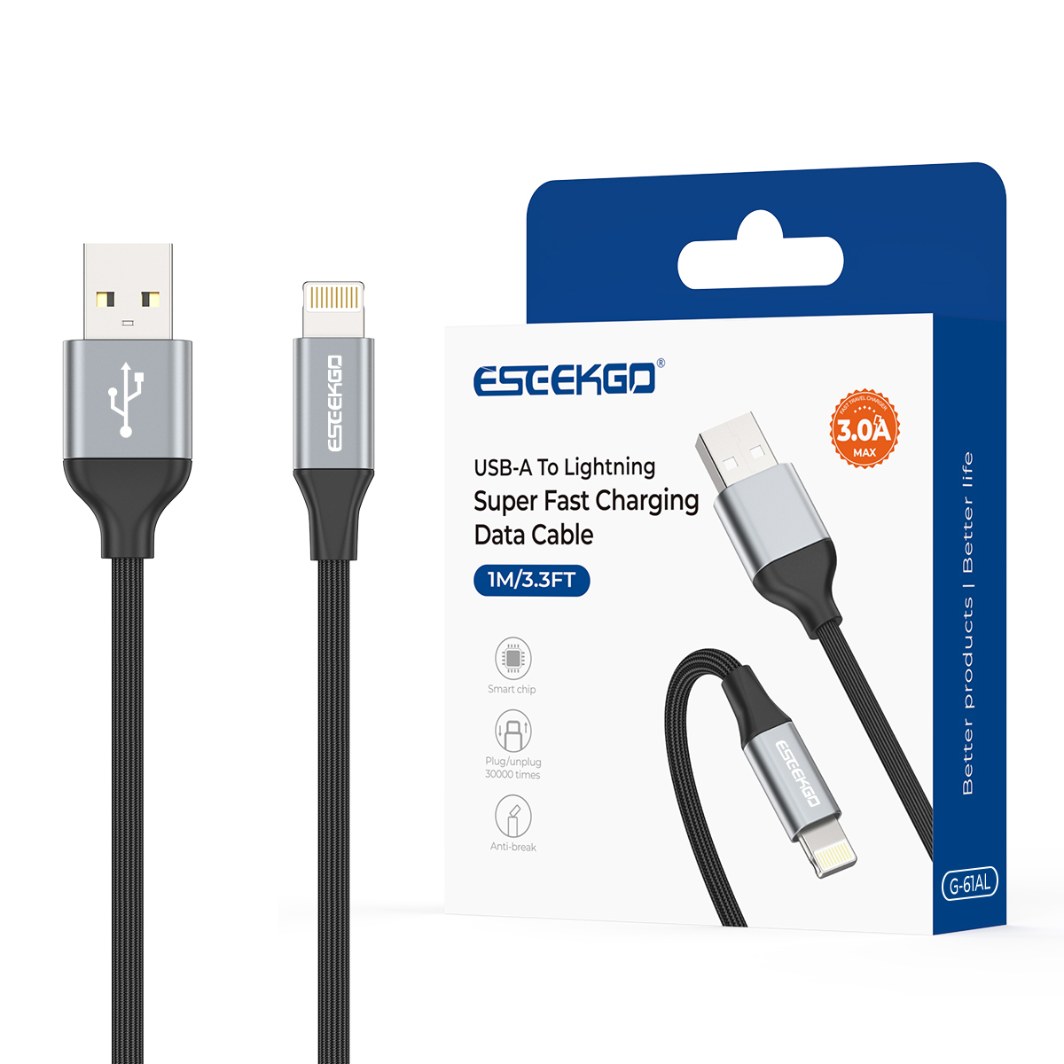 ESEEKGO G-61AL USB-A to 8PIN Data Cable