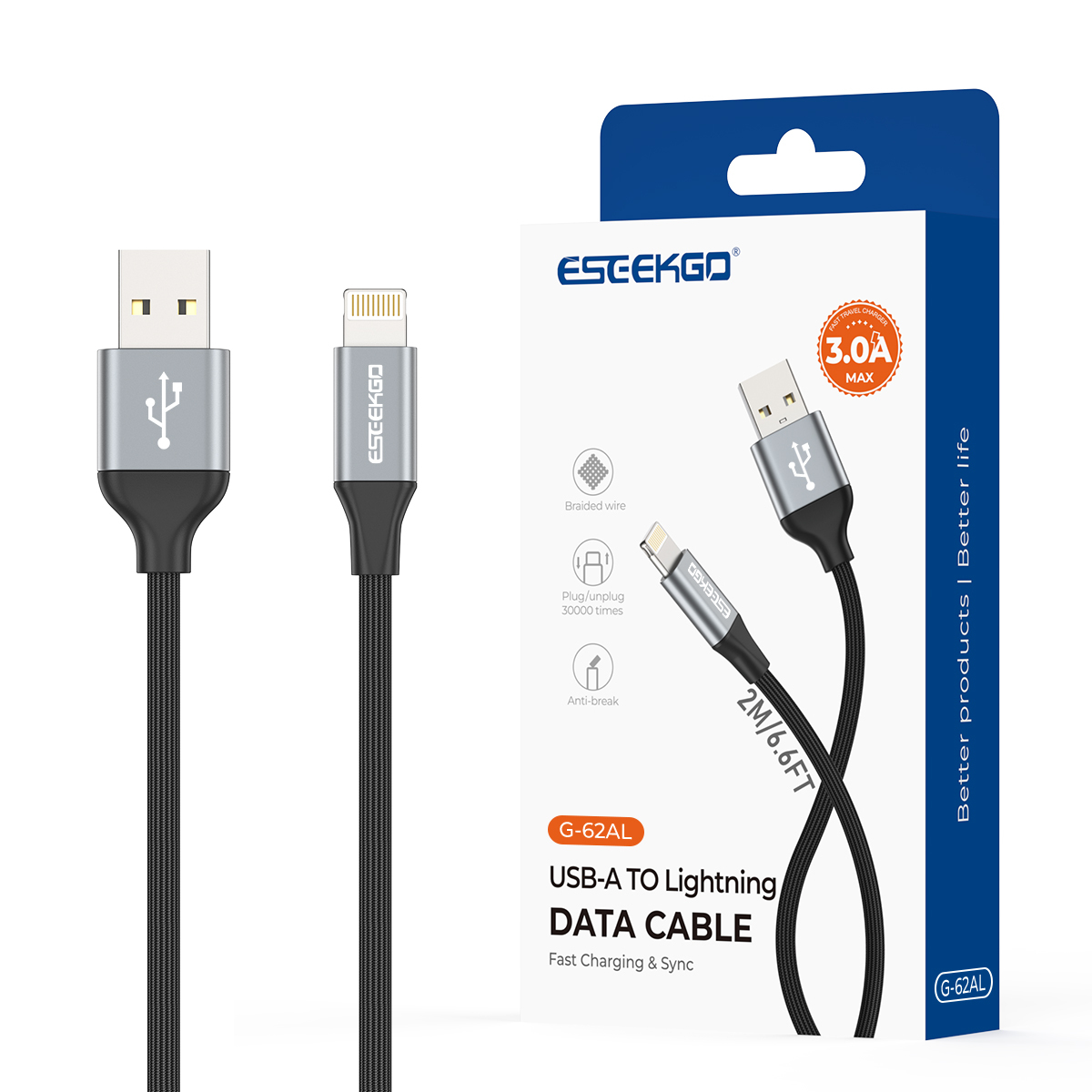 ESEEKGO G-62AL USB-A to 8PIN Data Cable