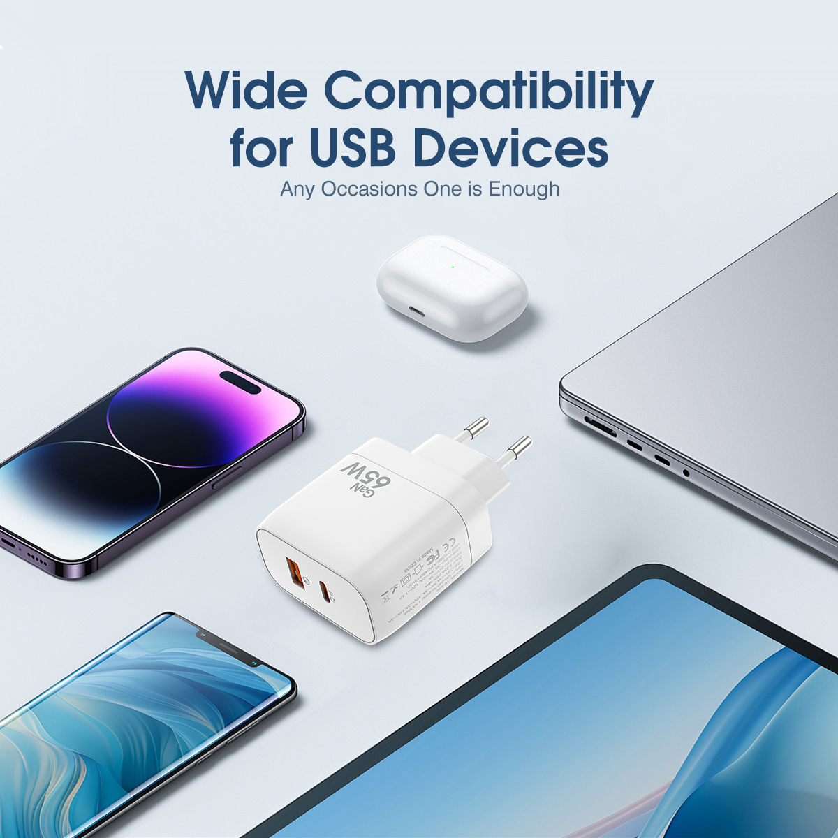 ESEEKGO TE-65C GaN 65W Wall Charger (EU Standard With Two Ports)