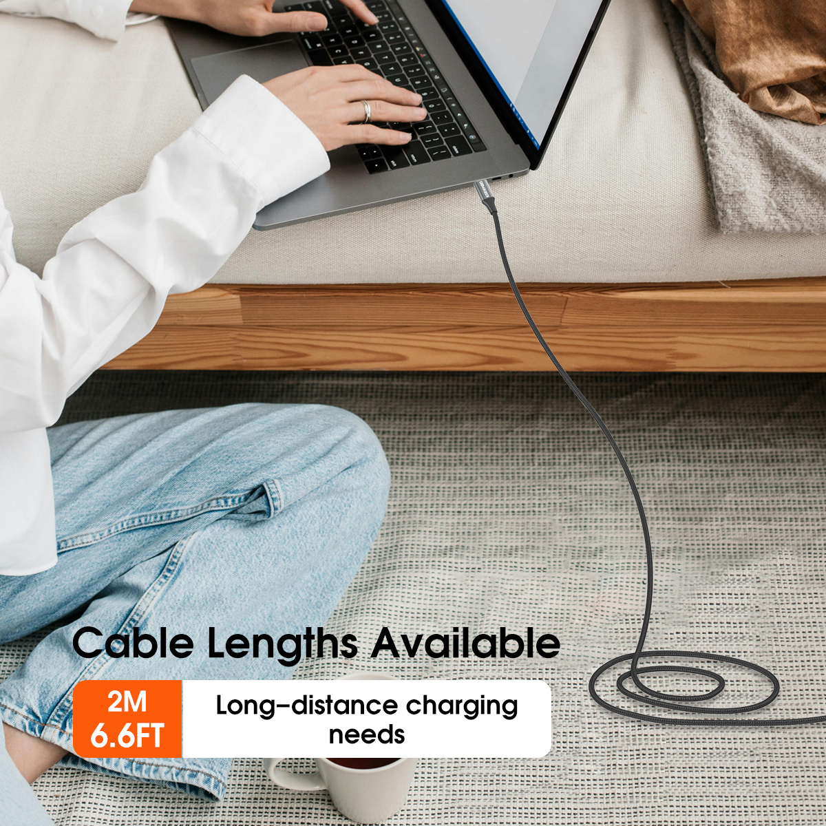 ESEEKGO ES-C200  USB-C To USB-C 100W/5A 2M/6.6FT Data Cable