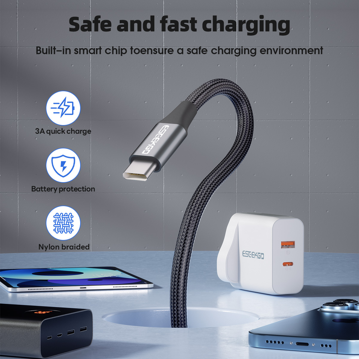 ESEEKGO G-63AC USB-A to Type-C Data Cable