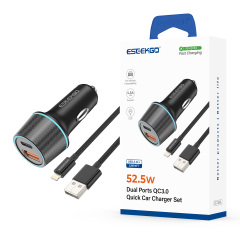ESEEKGO CC-52AL 52.5W Car Charger & USB-A To 8PIN Charging Cable