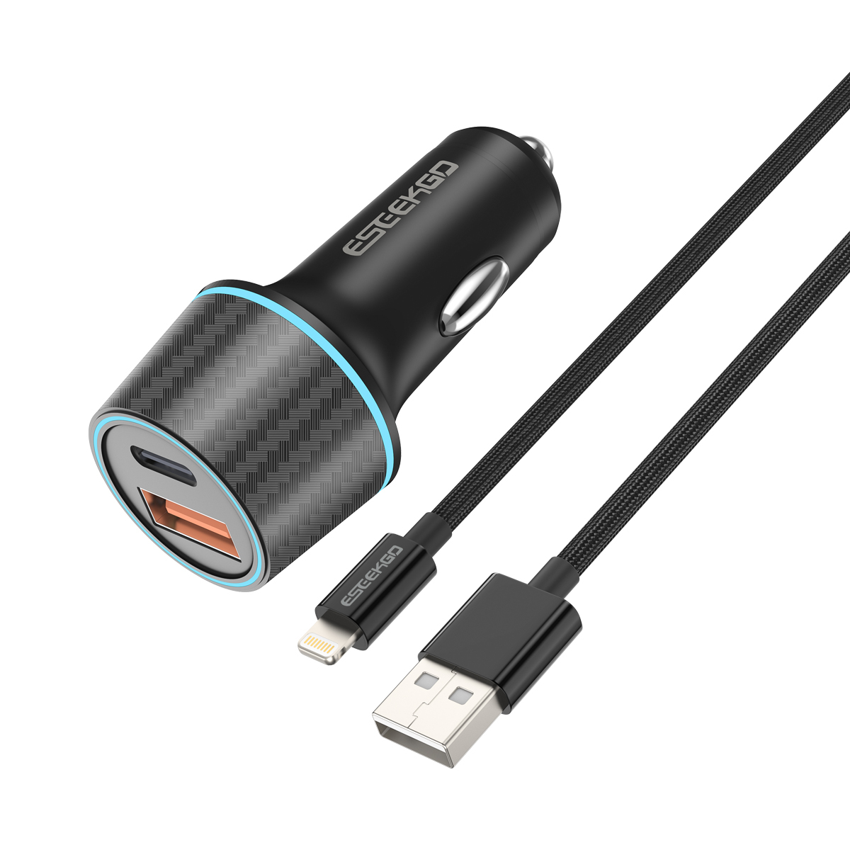 ESEEKGO CC-52AL 52.5W Car Charger & USB-A To 8PIN Charging Cable