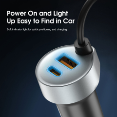 ESEEKGO C-35BK Retractable 60W Car Charger with 3 In 1 Cable