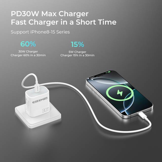 ESEEKGO T-30UA GaN PD30W US Standard Travel Adapter