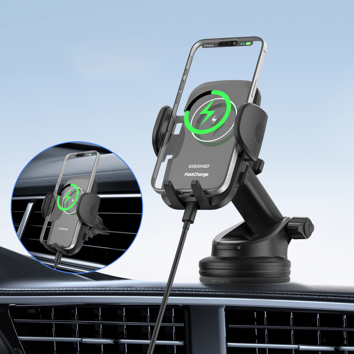 ESEEKGO CH-06 Car phone wireless charging holder set