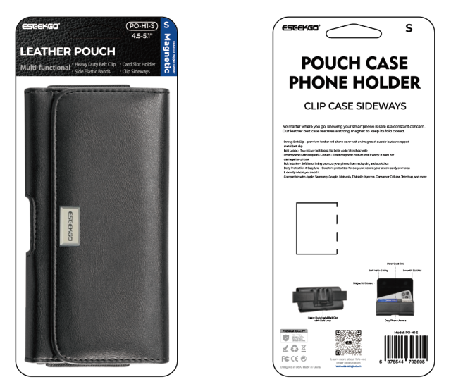ESEEKGO PO-H1-S Universal Magnetic Leather Phone Pouch